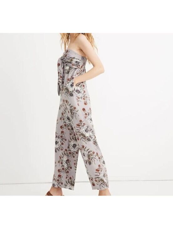 Madewell Pants - Madewell One Piece Jumpsuit Tube Top Size 12 Wide Leg Floral Tie Front Strapless